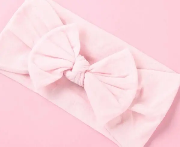 light pink 1 шт./лот новорожденных банты для девочек нейлоновые оголовья мягкий широкий Нейлон узел повязка на голову с бантом детская тюрбан головные уборы аксессуары для волос - Цвет: light pink