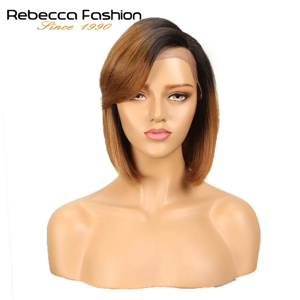 Rebecca lace фронта человеческих волос парики для черных женщин бразильские прямые моды Боб парики человеческих волос парик