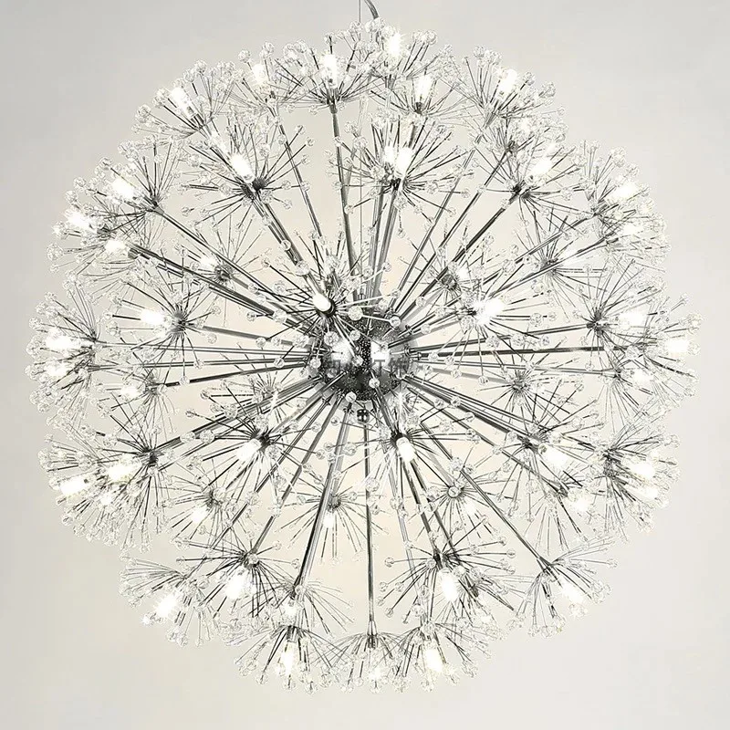 Postmodern crystal led pendant light sitting room atmosphere dandelion spherical LED art buffet restaurant bedroom droplight | Лампы и
