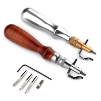 practical 5 in 1 diy leather craft pro stitching groover crease leather tool set p5