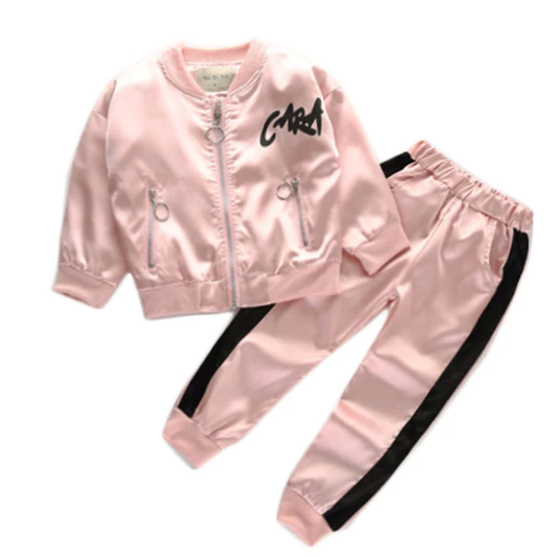 Новый Модный осенне-зимний костюм для девочки куртка + брюки 2 шт./компл. брендовый