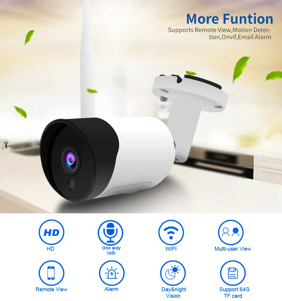 2MP 1080P Беспроводная камера для домашней безопасности, аудио Wifi ip-камера, уличная Водонепроницаемая Onvif sd-карта CCTV, видеонаблюдение
