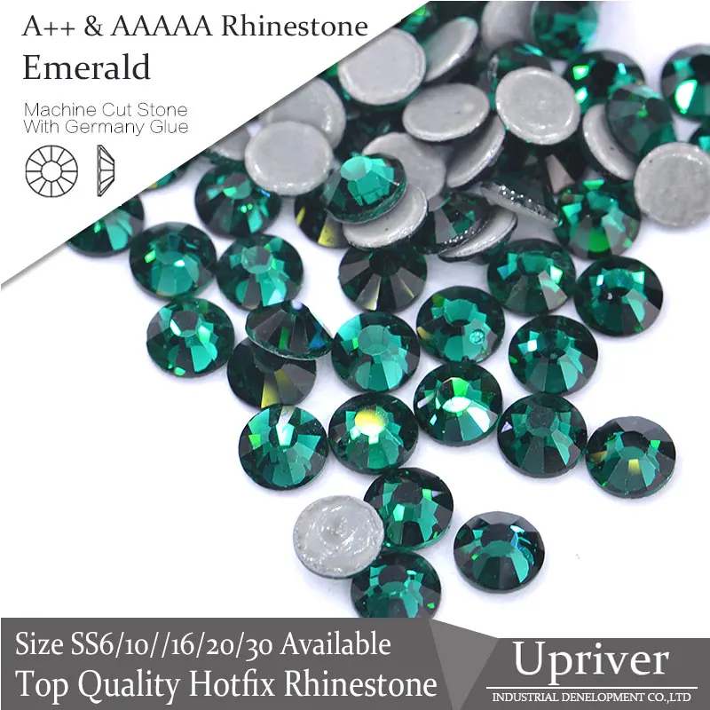 

Upriver A++ 1440pcs/288pcs Shiny High Quality Bright Strass SS6-SS30 Emerald Hotfix Rhinestone For Clothing Accessories