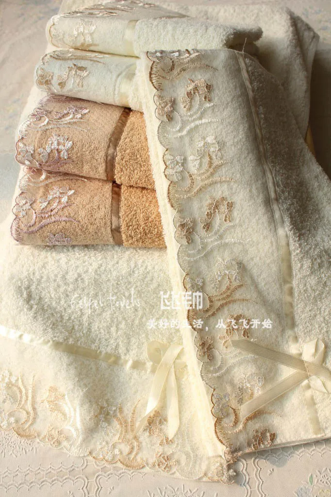 ( Already 65% off ) Genuine Face hand towel High quality 34cm*75cm floral lace 100% cotton Brand bath set wholesale | Дом и сад