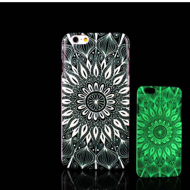 Black Aztec Mandala Pattern Glow in the dark Case for iPhone 6 6s Cover |