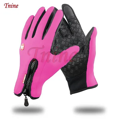 RED GLOVES Зимние уличные лыжные спортивные мужские и женские, для верховой езды, на ощупь, Нескользящие, водонепроницаемые, ветрозащитные, флисовые, теплые перчатки от холода - Цвет: RED GLOVES
