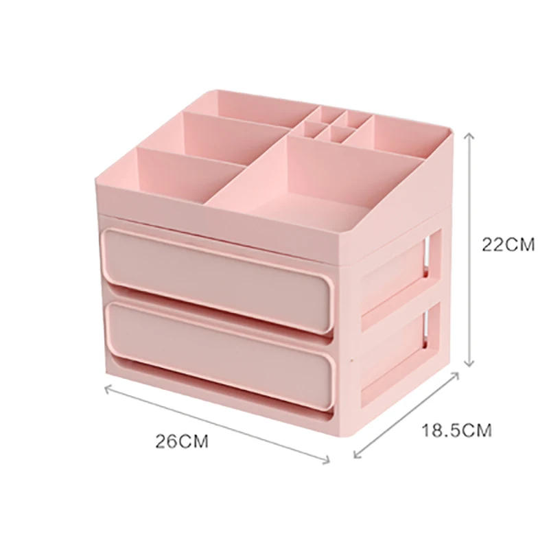 Pink Three Layers BR пластиковый косметический ящик, органайзер для макияжа, ящик для хранения косметики, контейнер для ногтей, шкатулка, держатель, настольный чехол для хранения - Цвет: Pink Three Layers