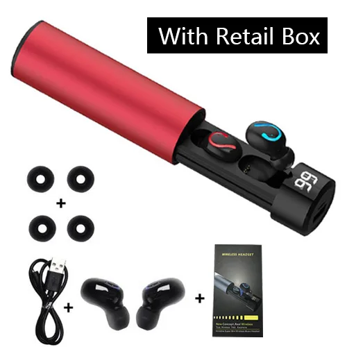 red with box FANGTUOSI, новинка, Q67 TWS, Bluetooth 5,0, беспроводные наушники, 3D стерео гарнитура, свободные руки, спортивные, водонепроницаемые, наушники для iPhone - Цвет: red with box