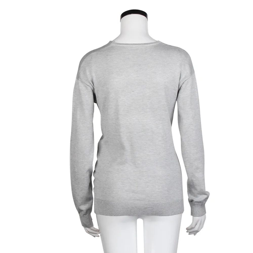 CHAMSGEND Womens Long V-Neck Sweater Cross Stitching Casual Knit Jumper Tops Se28 | Женская одежда