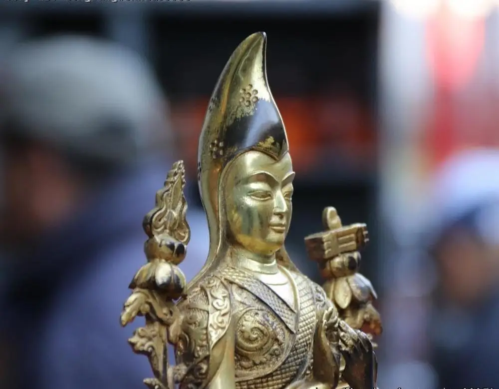 Старая тибетская медная позолоченная буддистская скульптура статуя Будды | Дом и