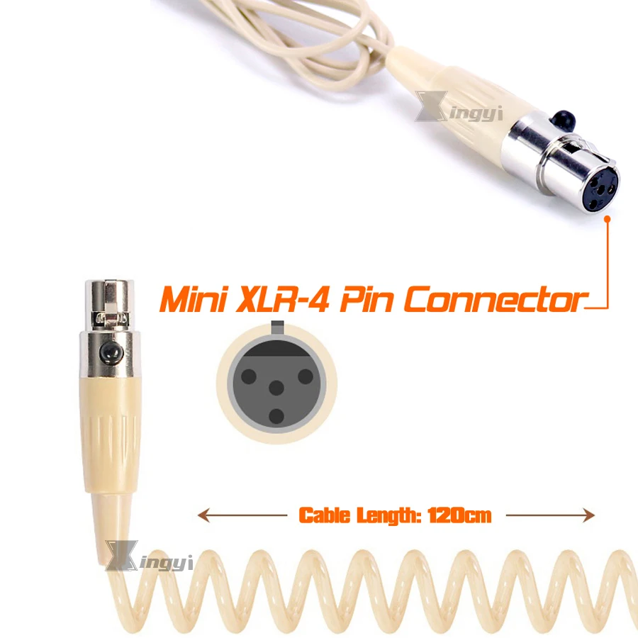 Бежевый мини XLR 4 Pin TA4F гарнитура микрофон головной убор двойной ушной крючок микрофон для Shure беспроводной системы передатчик PGX1 SLX24 U1 T1