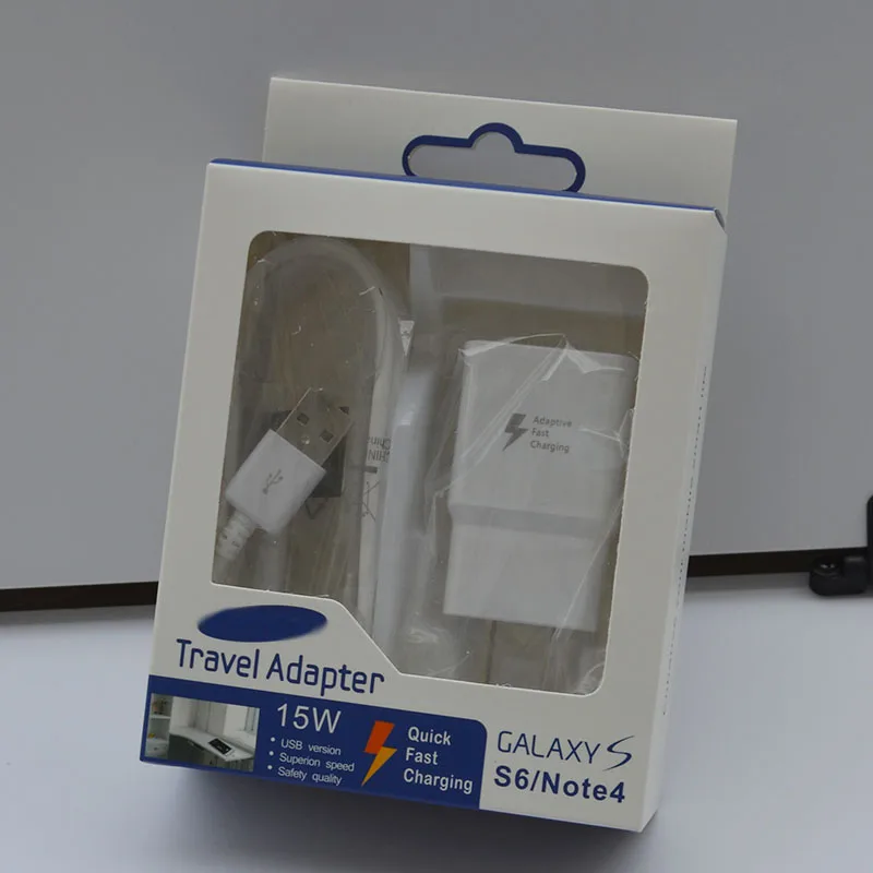 100% Оригинальный Адаптер Быстрая Зарядка Зарядное Устройство + ФУТОВ USB Cabl для Samsung
