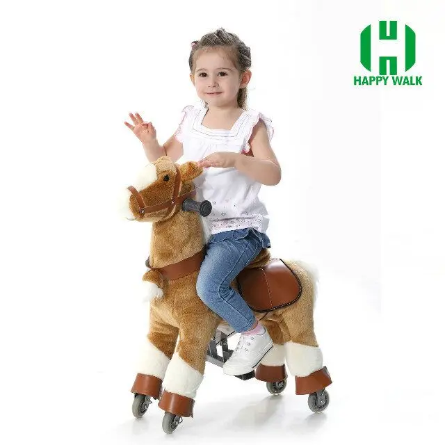 Light Brown White Аттракцион на лошадях игрушки для От 3 до 7 лет мальчиков и девочек дети милые раздвижные механические лошади животные кататься на скутере рождественские подарки Горячая распродажа - Цвет: Light Brown White