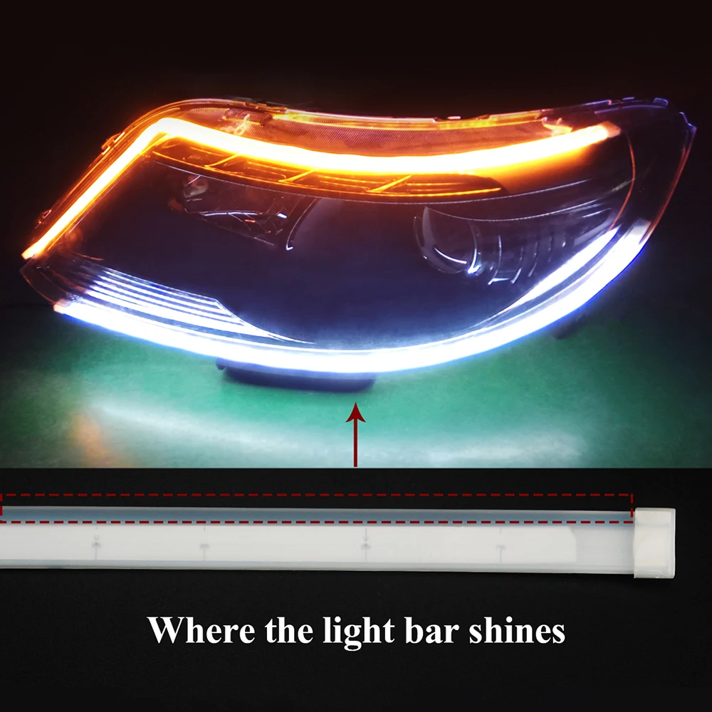 Желтый течет супер яркий светодиодный Универсальный Автомобильный Стайлинг