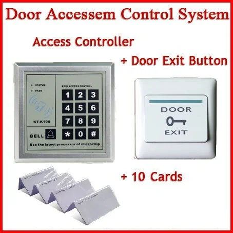 

Freeshipping Access Control System with Door Exit Push Button Switch +10 rfid ID card