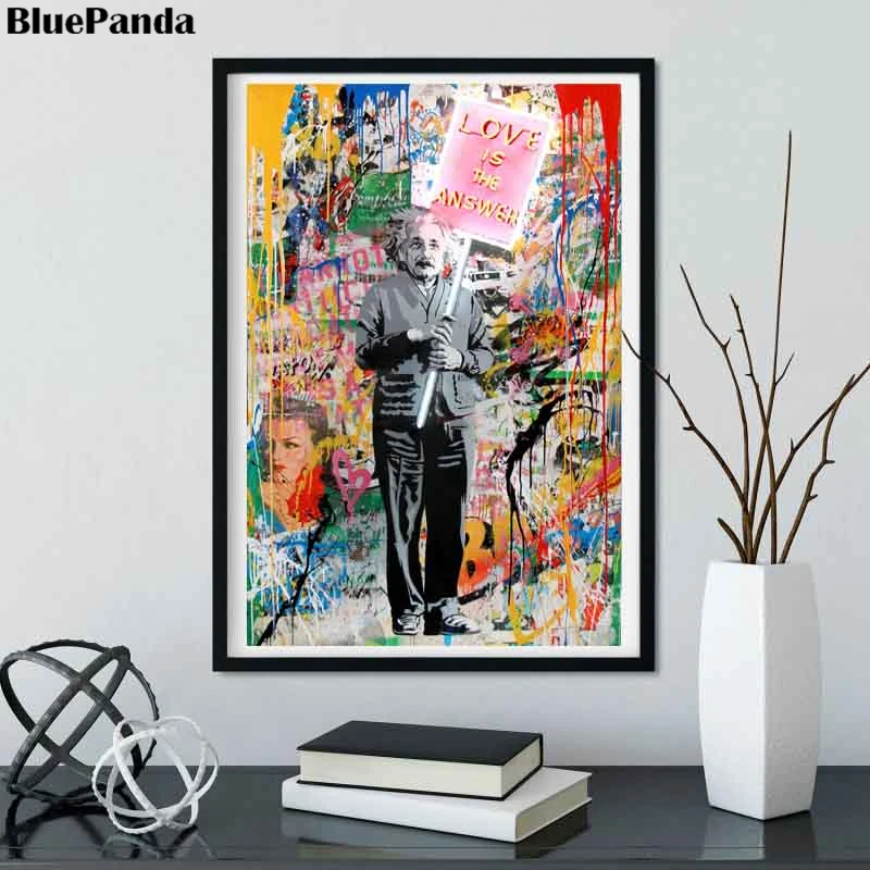 Картина на холсте Эйнштейна Graffit Mr. Brainwash Love это ответ плакат настенное искусство