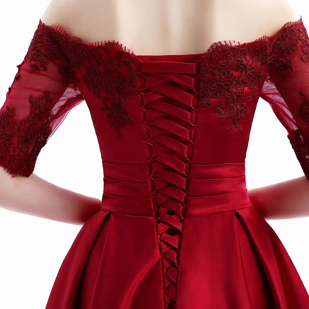 Женское атласное короткое вечернее платье Ladybeauty элегантное винно красное