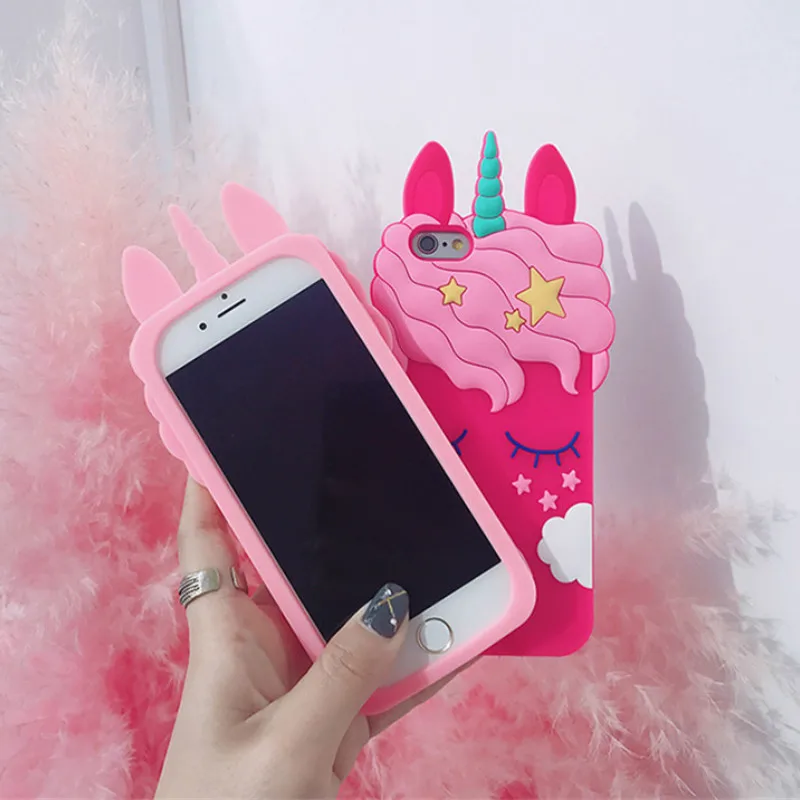 Роскошный 3D милый мультяшный Единорог Лошадь чехол для iPhone 5 5S 5SE 6 6s 7 8 Plus Мягкий