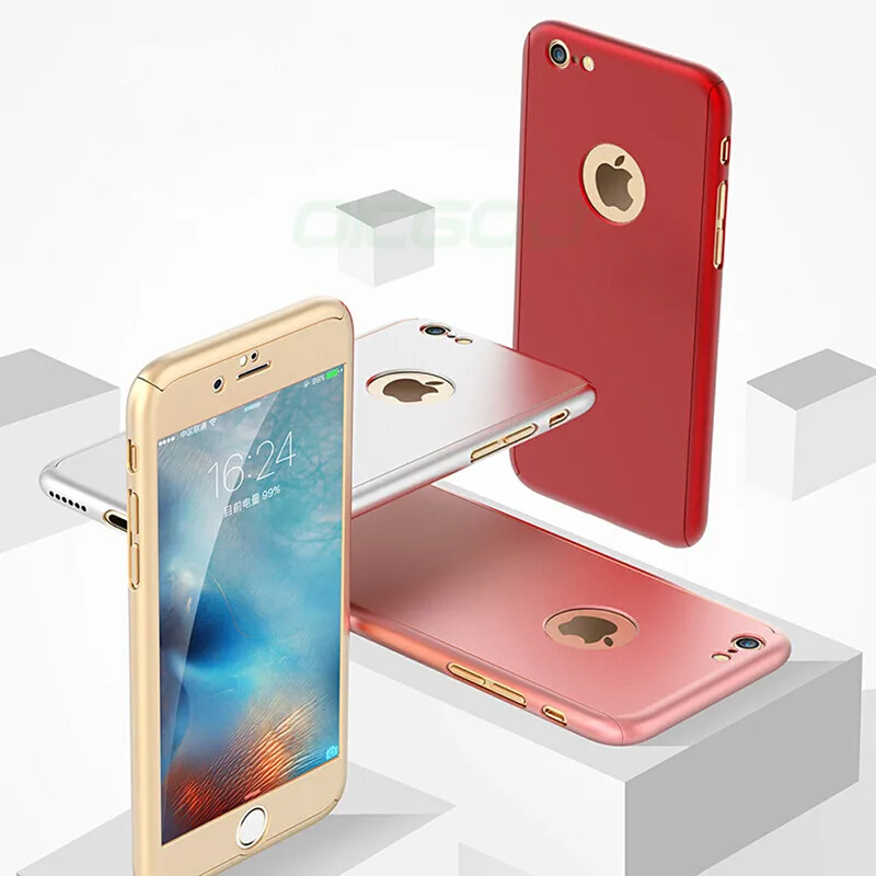 Роскошный чехол OICGOO 360 градусов для iPhone 6 6s 7 8 Plus X 10 чехлы из закаленного стекла |