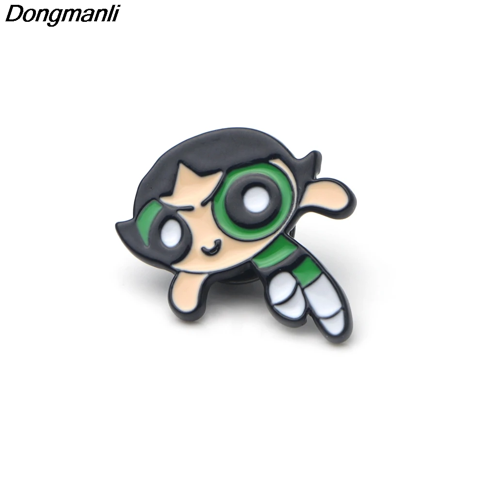 P2449 Dongmanli мультфильм милый Powerpuff девушки металлические эмалевые, на воротник булавка нагрудные значки ювелирные изделия брошь дети подарки аксессуары