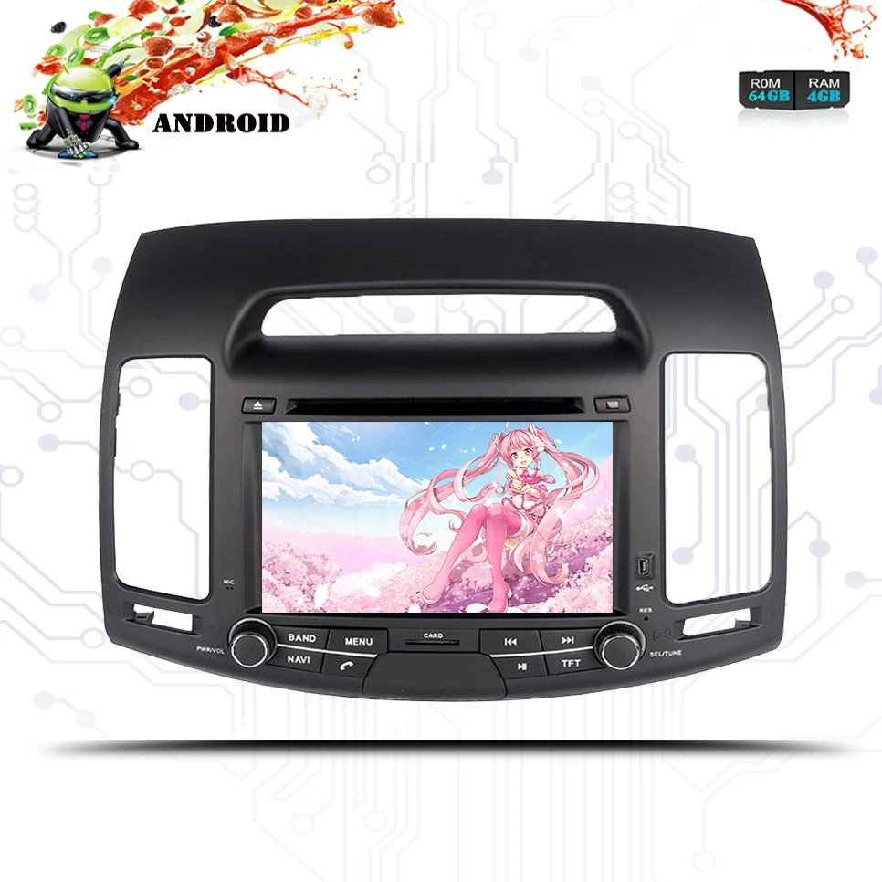 Octa Core 4G RAM 64G ROM Android 9 0 автомобильный DVD для Hyundai Elantra 2007 2008 2009 2010 11 с WIFI 3/4G GPS