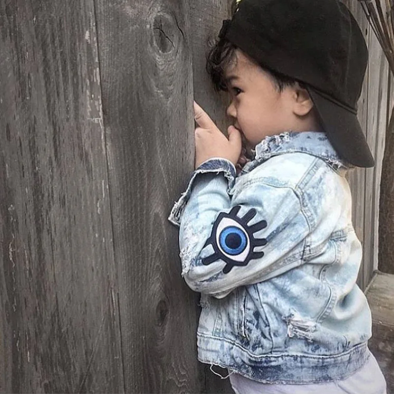 1-5yrs верхняя одежда для маленьких мальчиков и пальто Обувь для девочек отверстие Джинсовые куртки Пальто для будущих мам Мода весна детская верхняя одежда пальто детская джинсовая куртка