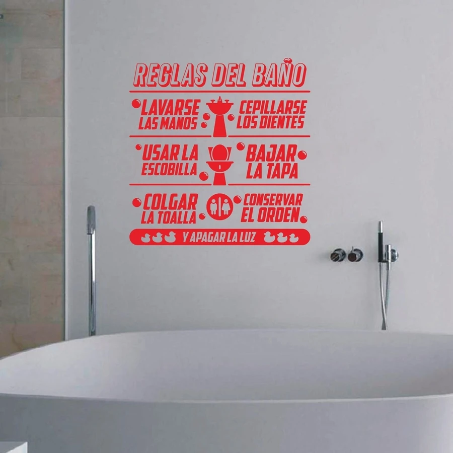 Spanish Bathroom Rules Quotes Vinyl Wall Sticker Children Art Design Decals Mural wall sticker home Wallpaper | Обустройство дома