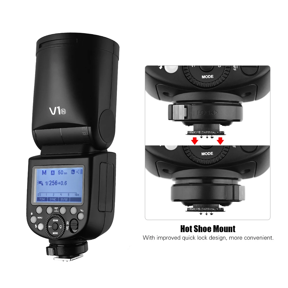 Вспышка для камеры Godox V1N Speedlite Speedlight Беспроводная круглая головка 2 4G Fresnel Zoom