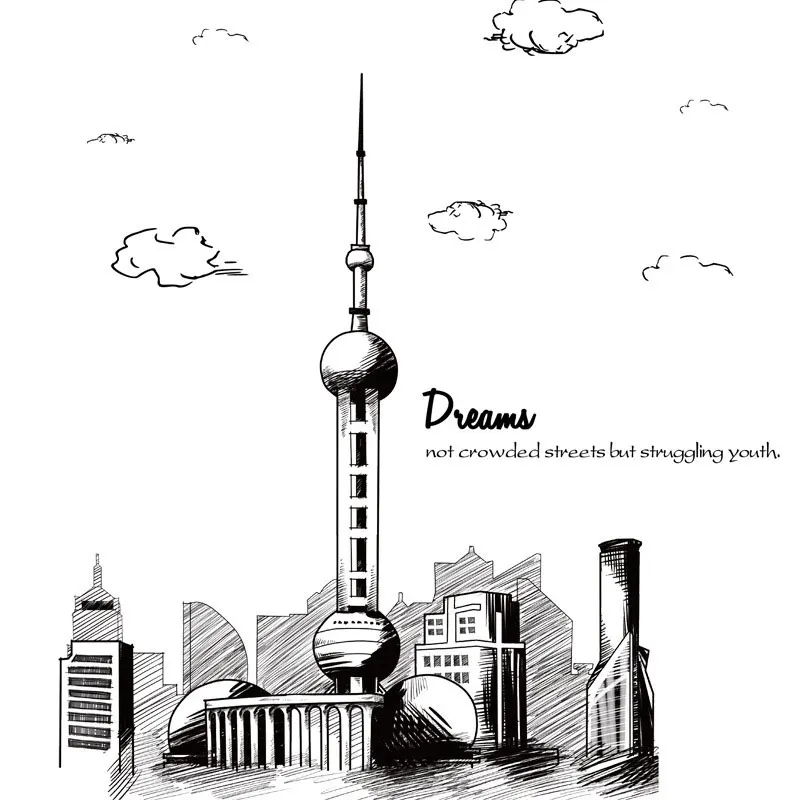 Настенные наклейки Dream City Наклейки на стены для архитектурных зданий гостиной
