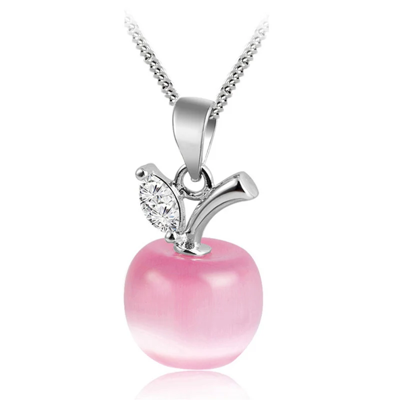 Кулон женский из серебра 925 пробы с яблоком и опалом | Украшения аксессуары