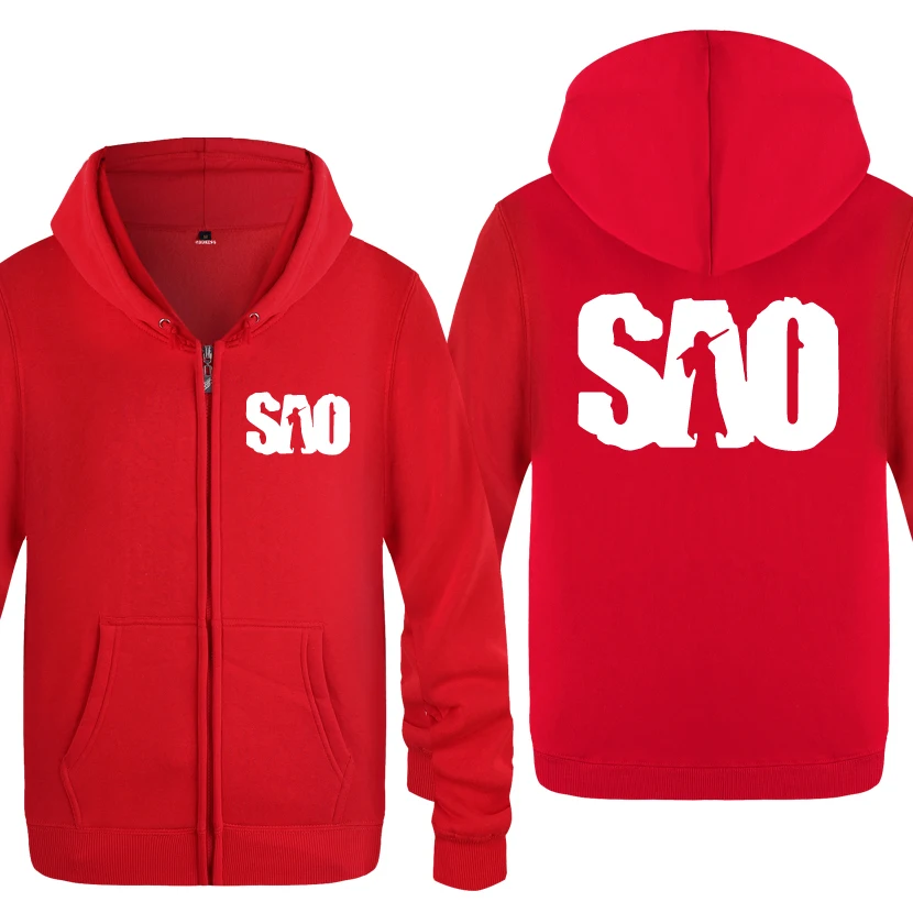 Sword Art Online SAO Anime Sweatshirts Men 2018 Mens Zipper Hooded Fleece Hoodies Cardigans | Мужская одежда