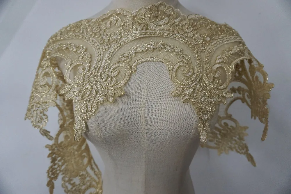 

23CM width tulle mesh embroidered wedding lace trimming NEW 5 Yards/lot Gold lace trim sewing