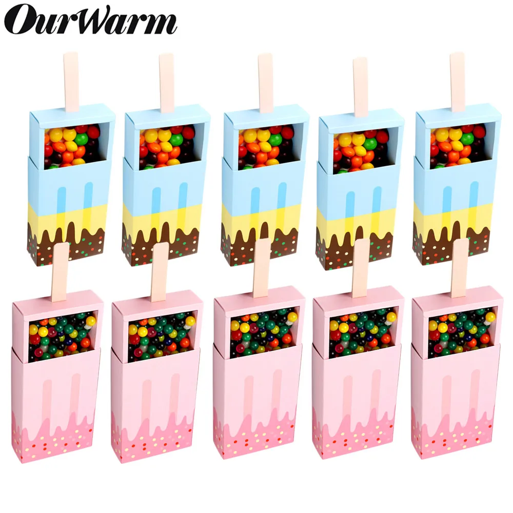 OurWarm 10 шт. стикеры мороженое подарочные наборы конфет коробка для печенья мешки