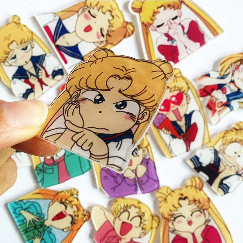 1 шт. Акриловые Броши мультфильм аниме Сейлор Мун Милая брошь с дизайном девочка