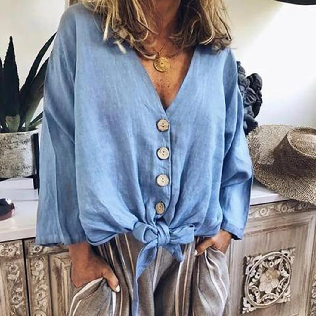 Женская синяя блузка с v-образным вырезом и рукавами кимоно Caridgan Повседневная