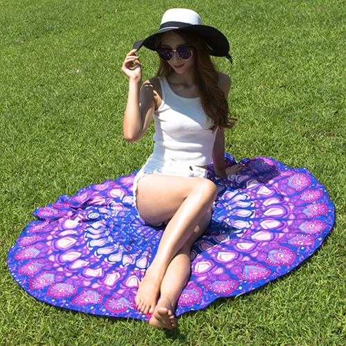 Большое Круглое шифоновое покрывало с принтом павлинов и перьев|towel round|towel largetowel