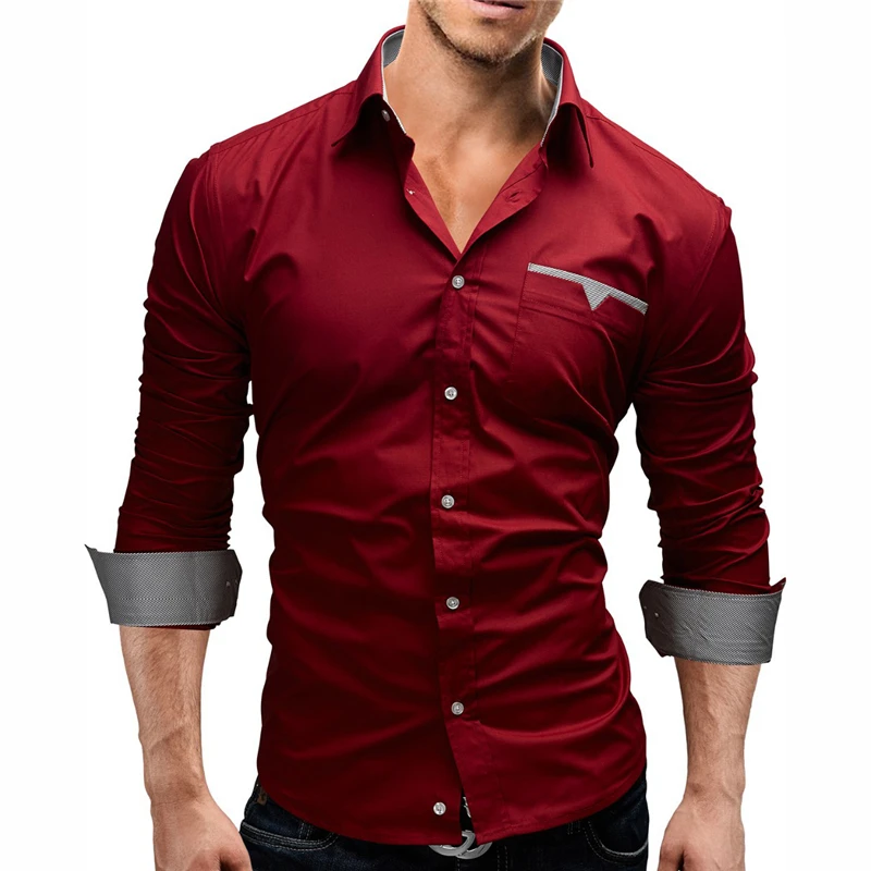 Camisa Masculina модная мужская рубашка 2018 новая брендовая повседневная с длинным