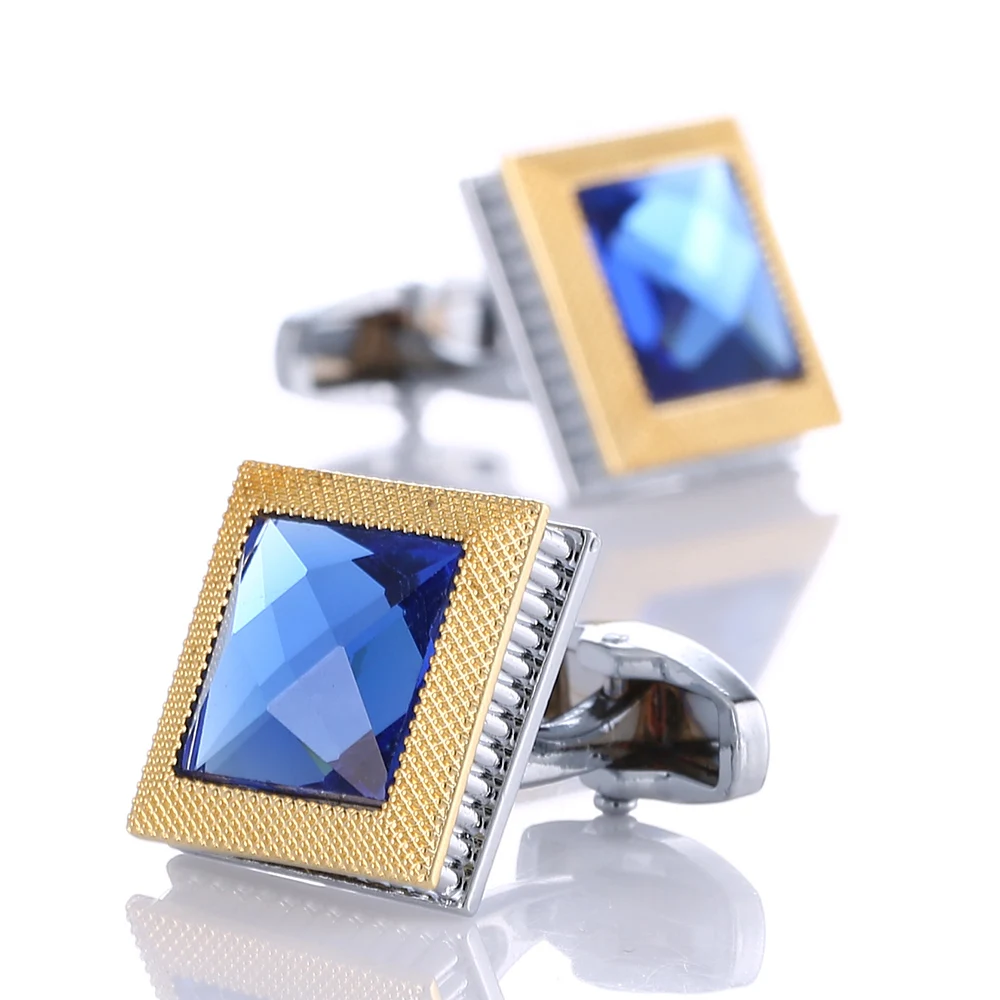 

New Mens Blue Crystal Cufflinks Gold and Silver Lawyer Copper Cuff links Men French Cufflink Shirt Cuffs Sleeve Buttons Jewelry