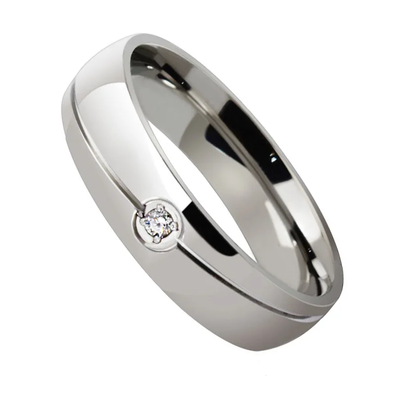 Male Female Titanium Ring Rose Gold Color Burnish AAA+ Cubic Zirconia Flush Setting Wedding Band Stainless Steel for Women | Украшения и