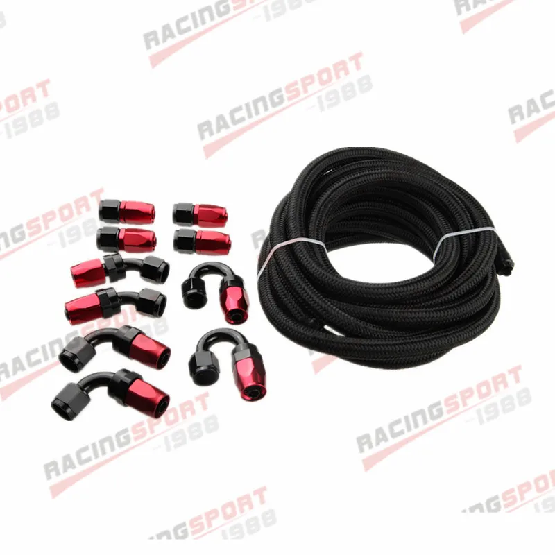 

AN6 -6AN Nylon Braided Oil/Fuel Hose + Fitting Hose End Adaptor Kit