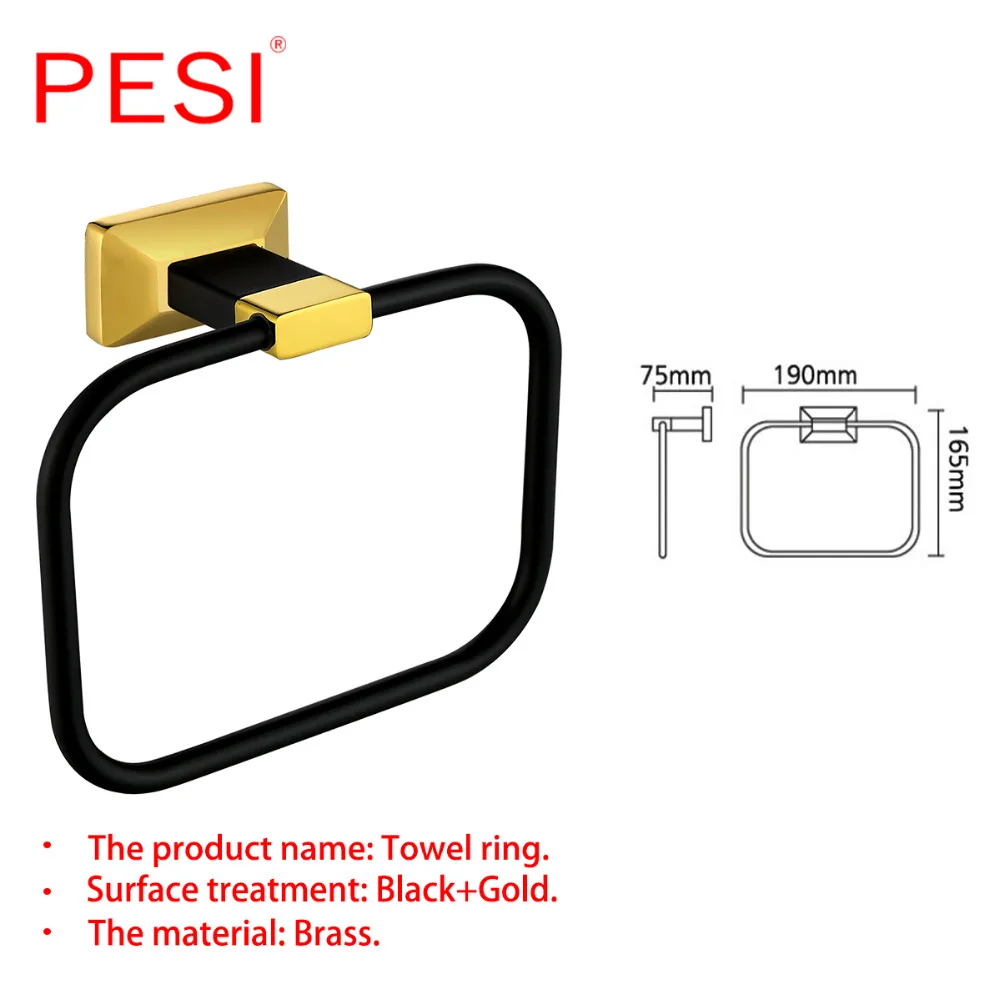 wholesale luxury bathroom accessories bathroom hardware set robe hook towel rail rack ring bar shelf paper holder black and gold free global shipping