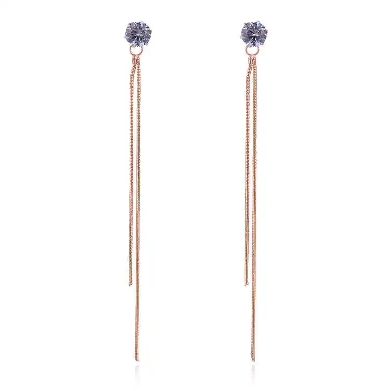 Zircon gold color SUKI Pendientes Flecos 925 корейские элегантные женские длинные серьги CZ барокко Жемчуг Шарм кулон змея цепь кисточкой серьги - Окраска металла: Zircon gold color