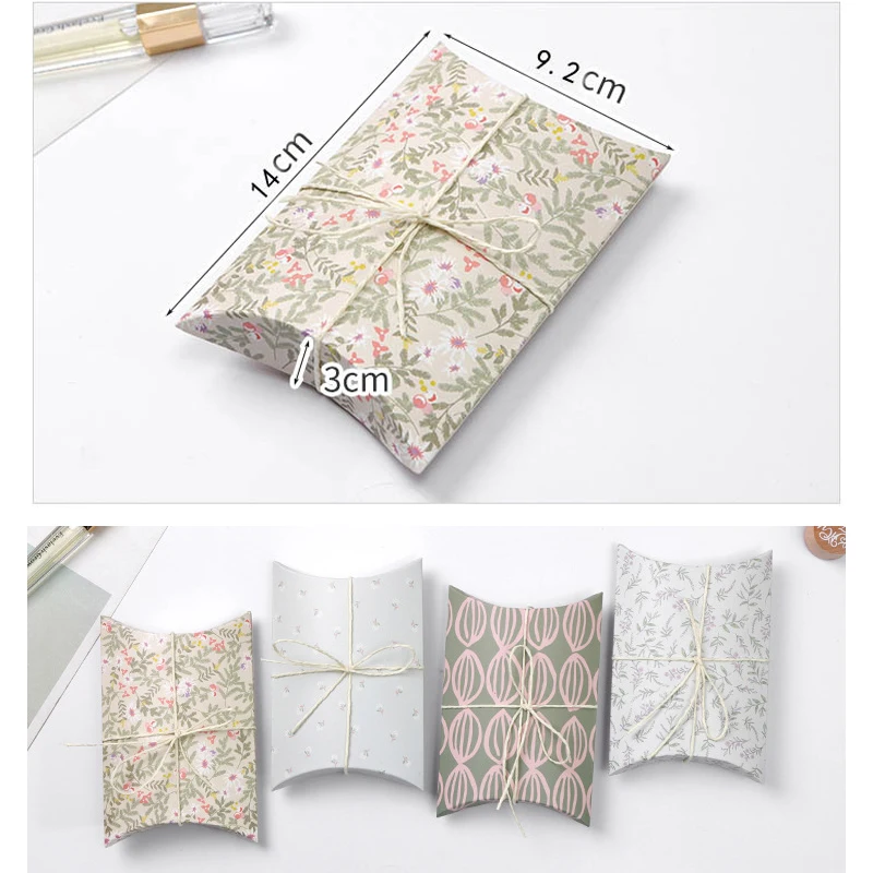 50pcs Craft Paper Gift Box Floral Vintage Flower Leaves Pillow Shape Wedding Favor Candy Present Bags Birthday Party Supply | Дом и сад