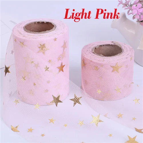 Light pink 6 см/10 см* 25 ярдов блестящая Звезда, тюль, мягкий рулон, пачка, свадебная декоративная органза, лазер, сделай сам, товары для дня рождения - Цвет: Light pink