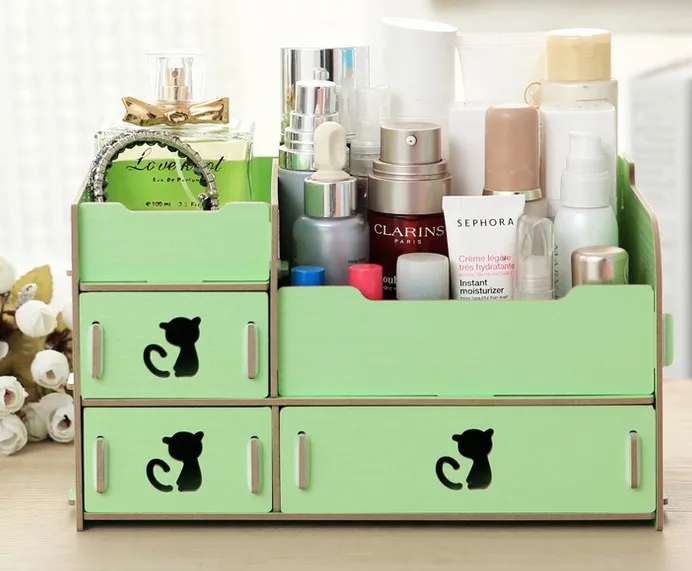 Настольная витрина сделай сам в виде милой кошки органайзер для макияжа любого