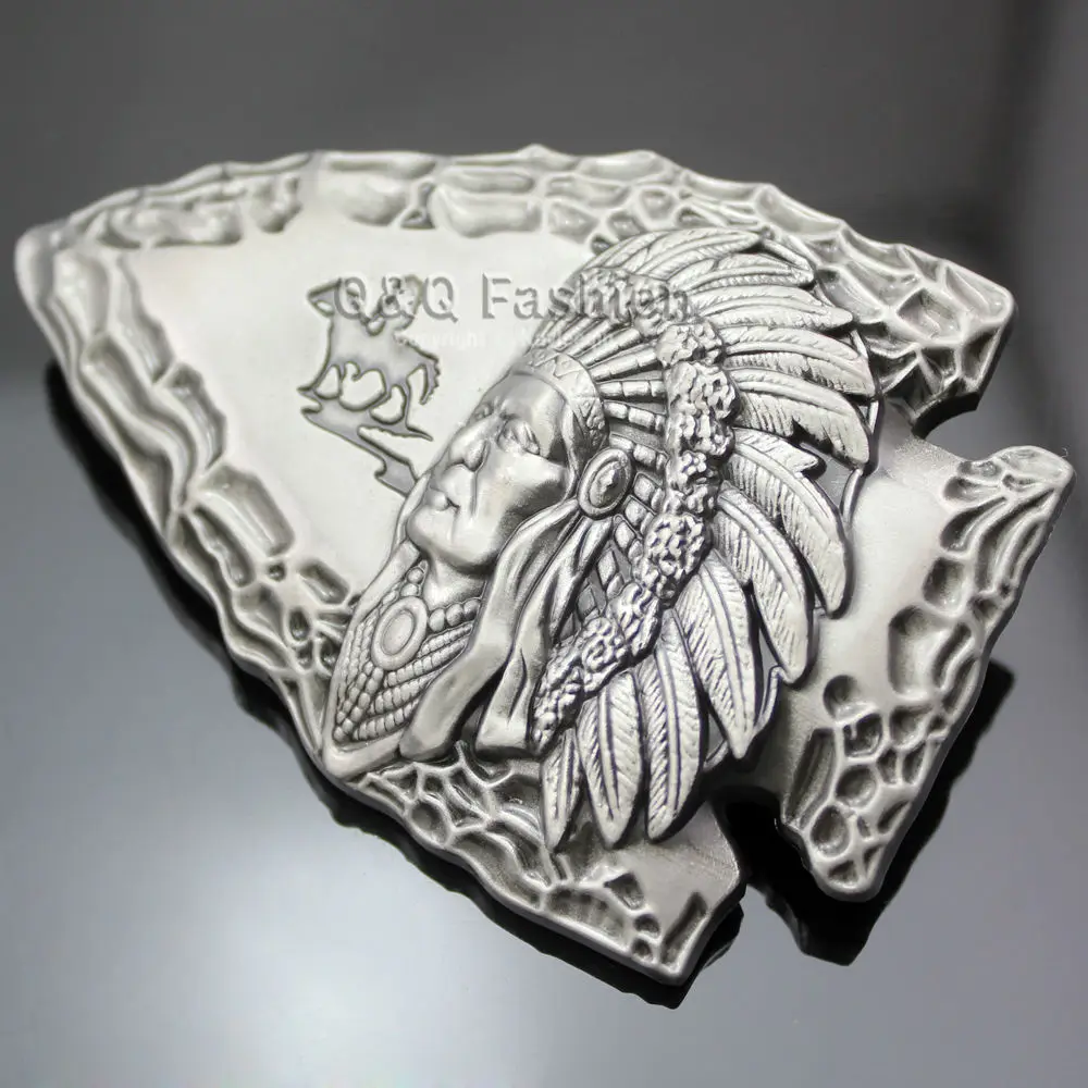 Винтажный посеребренный этнический 3d-пояс с индийской головой стрелы кожаный
