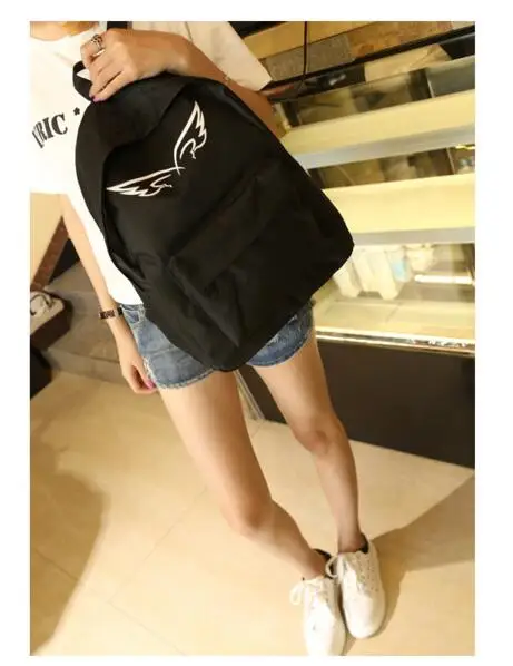 10 pcs/lot Wings Printing Backpack Women Canvas Backpack School Bag For Teenager Girl Casual Cute Rucksack