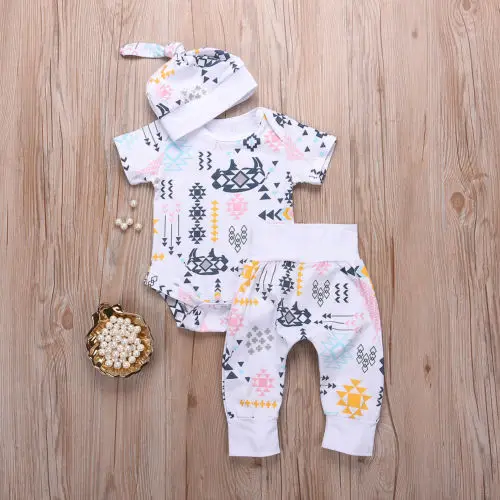 Новинка 2018 года комплекты одежды для малышей хлопковая одежда с геометрическим