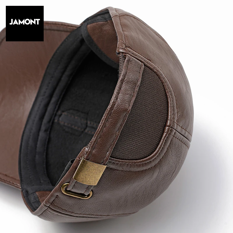 Бейсболка JAMONT мужская из ПУ кожи теплая Кепка шапка для папы черная Осень-зима |