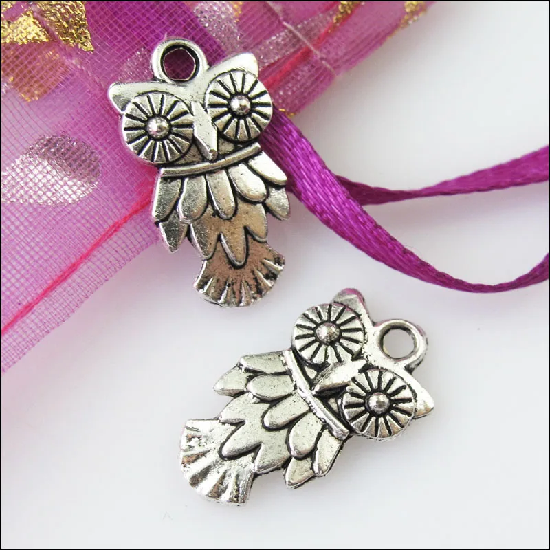 Новый 25 шт. Тибетский серебристый цвет животного Сова чары птиц Подвески